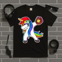 Dabbing Softball Unicorn T-Shirt