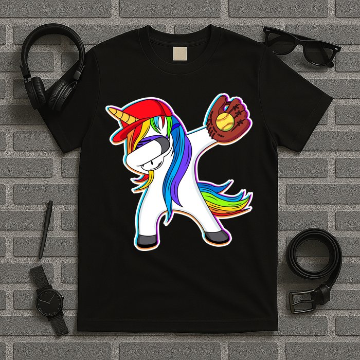 Dabbing Softball Unicorn T-Shirt