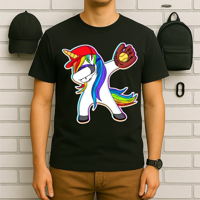 Dabbing Softball Unicorn T-Shirt