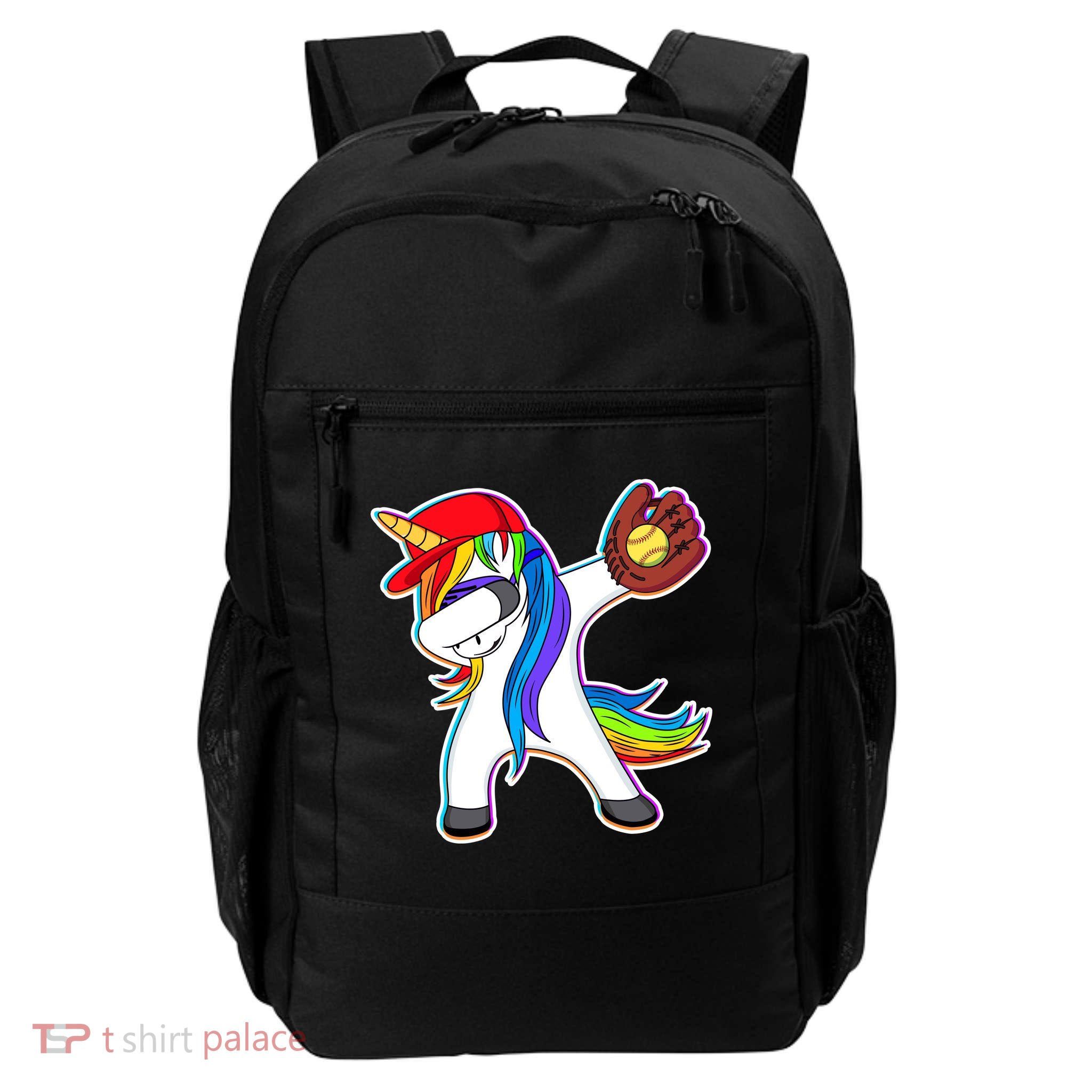 Dabbing Softball Unicorn Backpack