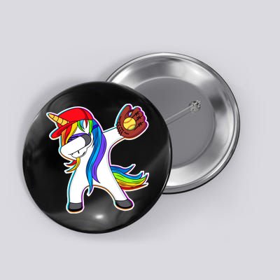 Dabbing Softball Unicorn Button