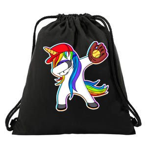 Dabbing Softball Unicorn Drawstring Bag