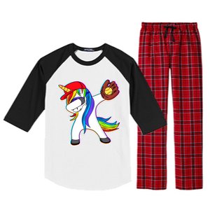 Dabbing Softball Unicorn Raglan Sleeve Pajama Set