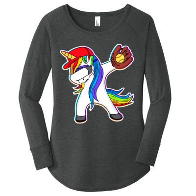 Dabbing Softball Unicorn Women's Perfect Tri Tunic Long Sleeve Shirt