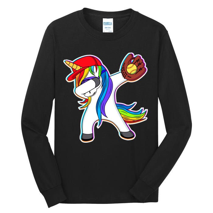 Dabbing Softball Unicorn Tall Long Sleeve T-Shirt