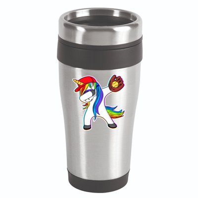 Dabbing Softball Unicorn 16oz Travel Tumbler
