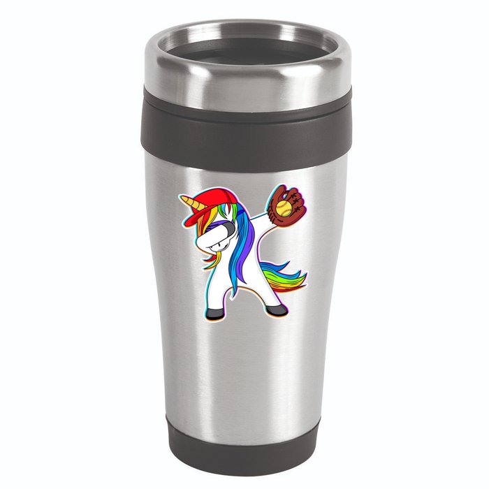 Dabbing Softball Unicorn 16oz Travel Tumbler