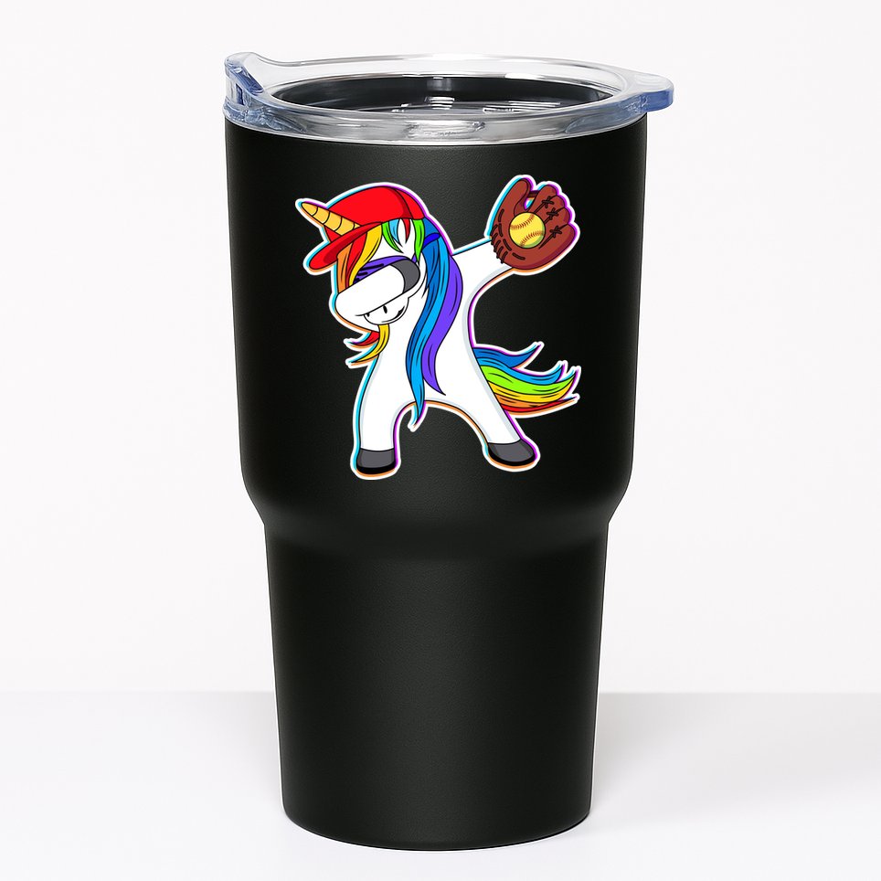 Dabbing Softball Unicorn Tumbler