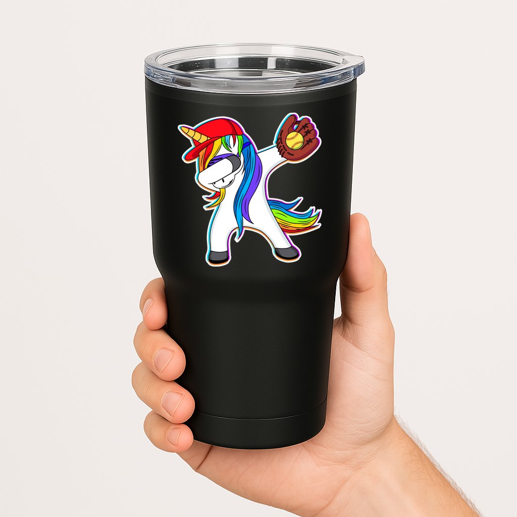 Dabbing Softball Unicorn Tumbler