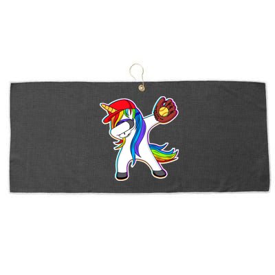 Dabbing Softball Unicorn Large Microfiber Waffle Golf Towel