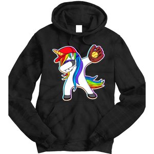 Dabbing Softball Unicorn Tie Dye Hoodie