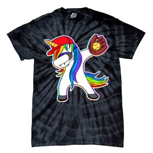 Dabbing Softball Unicorn Tie-Dye T-Shirt