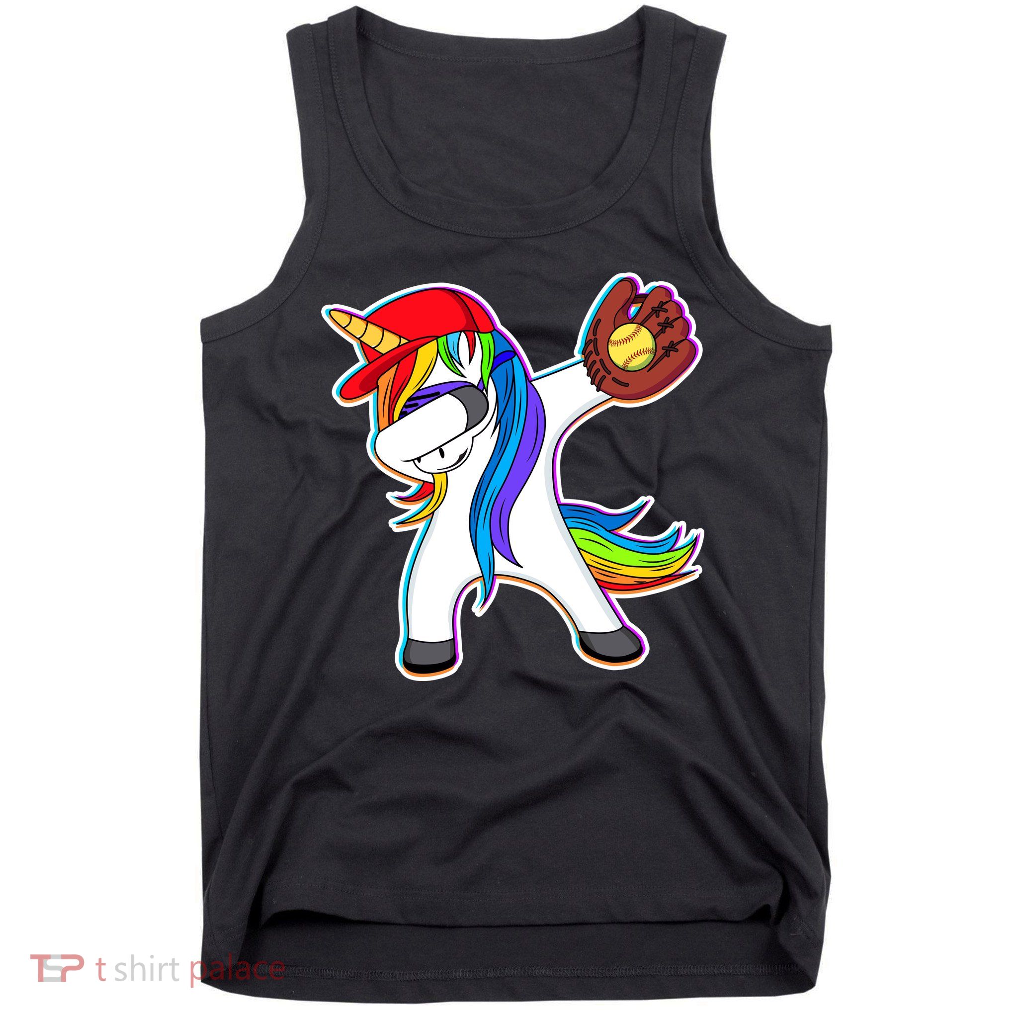 Dabbing Softball Unicorn Tank Top