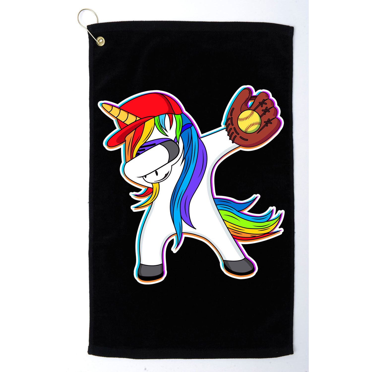 Dabbing Softball Unicorn Golf Towel