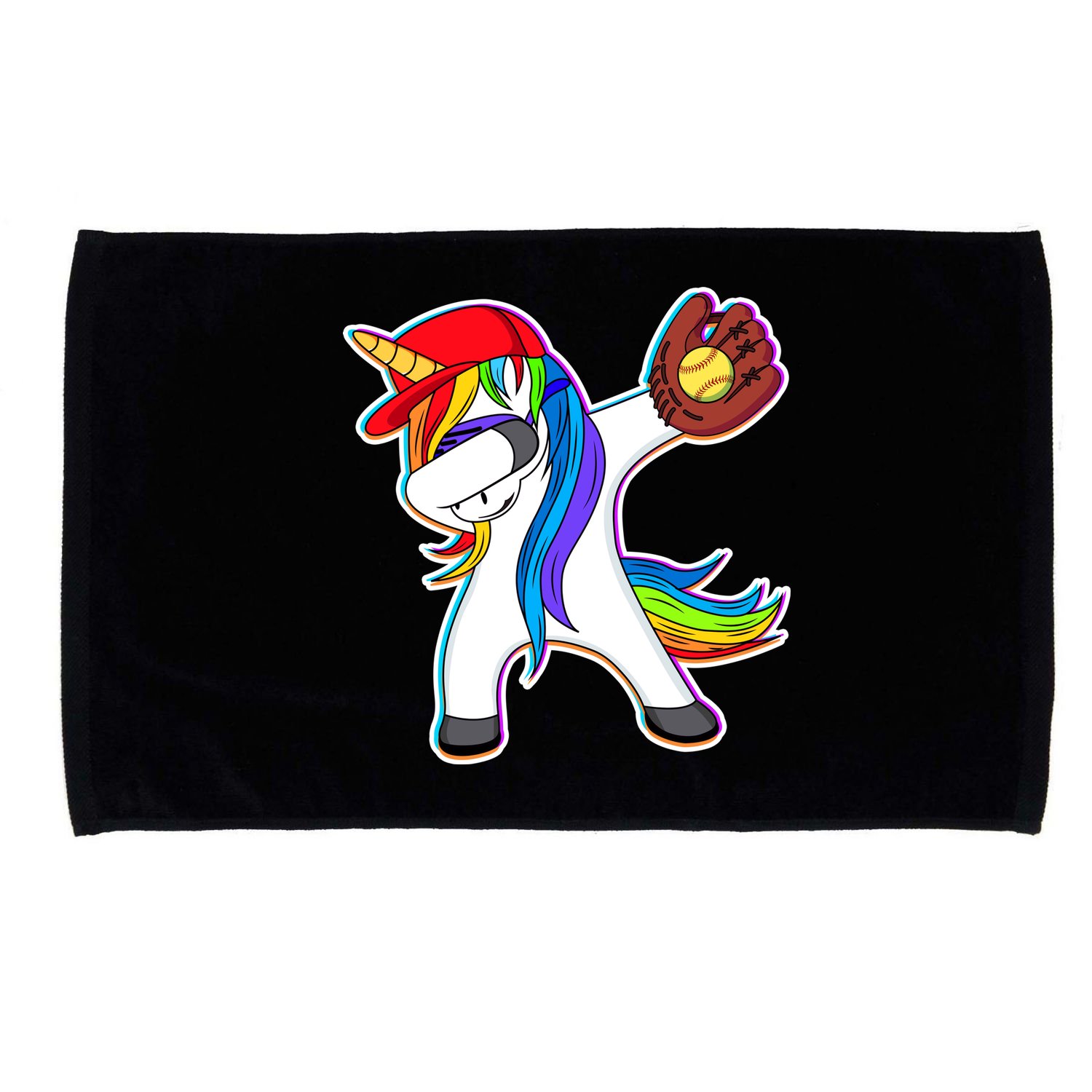Dabbing Softball Unicorn Microfiber Hand Towel
