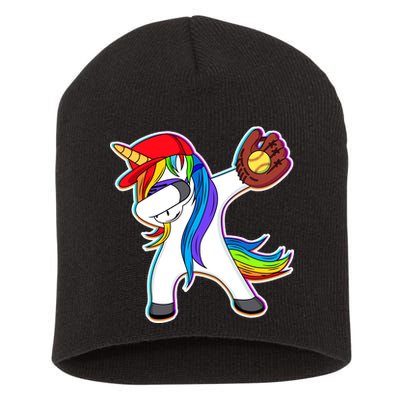 Dabbing Softball Unicorn Short Acrylic Beanie