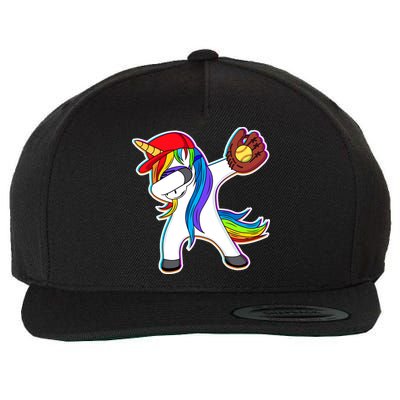 Dabbing Softball Unicorn Wool Snapback Cap