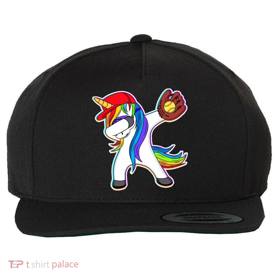 Dabbing Softball Unicorn Wool Snapback Cap
