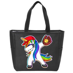 Dabbing Softball Unicorn Zip Tote Bag