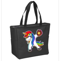 Dabbing Softball Unicorn Zip Tote Bag