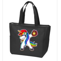 Dabbing Softball Unicorn Zip Tote Bag