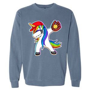 Dabbing Softball Unicorn Garment-Dyed Sweatshirt