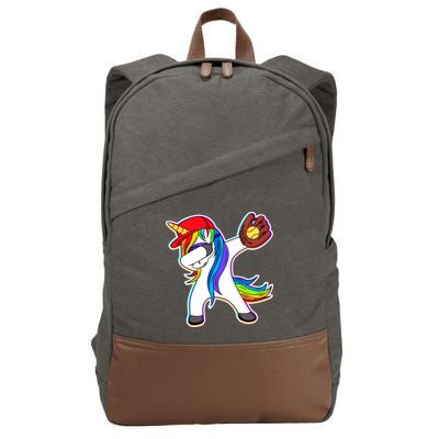 Dabbing Softball Unicorn Cotton Canvas Backpack
