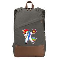 Dabbing Softball Unicorn Cotton Canvas Backpack