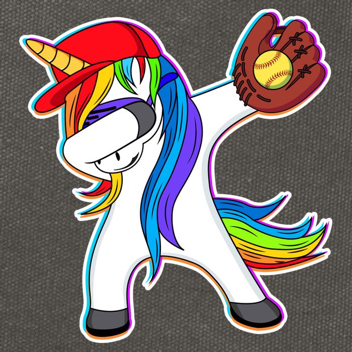 Dabbing Softball Unicorn Cotton Canvas Backpack
