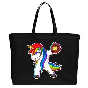 Dabbing Softball Unicorn Cotton Canvas Jumbo Tote