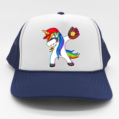 Dabbing Softball Unicorn Trucker Hat