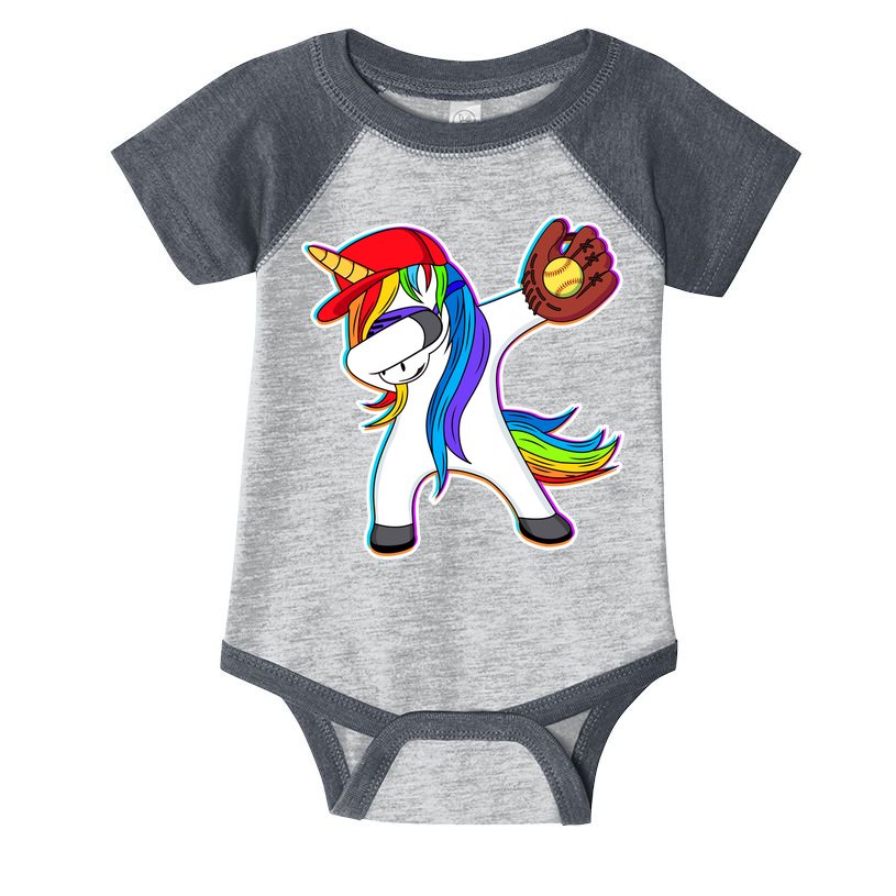 Dabbing Softball Unicorn Infant Baby Jersey Bodysuit