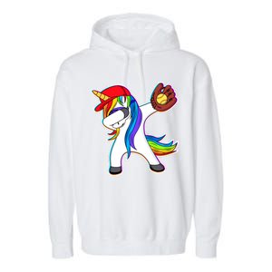 Dabbing Softball Unicorn Garment-Dyed Fleece Hoodie