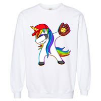 Dabbing Softball Unicorn Garment-Dyed Sweatshirt
