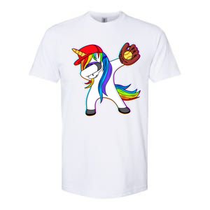 Dabbing Softball Unicorn Softstyle CVC T-Shirt