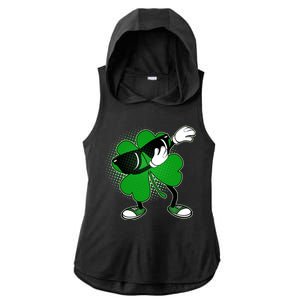 Dabbing St. Patrick's Day Shamrock Ladies PosiCharge Tri-Blend Wicking Draft Hoodie Tank