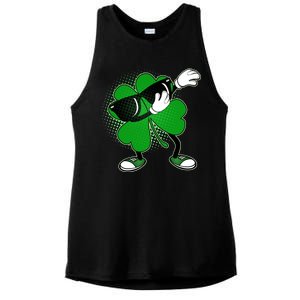 Dabbing St. Patrick's Day Shamrock Ladies PosiCharge Tri-Blend Wicking Tank