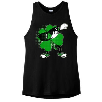 Dabbing St. Patrick's Day Shamrock Ladies PosiCharge Tri-Blend Wicking Tank