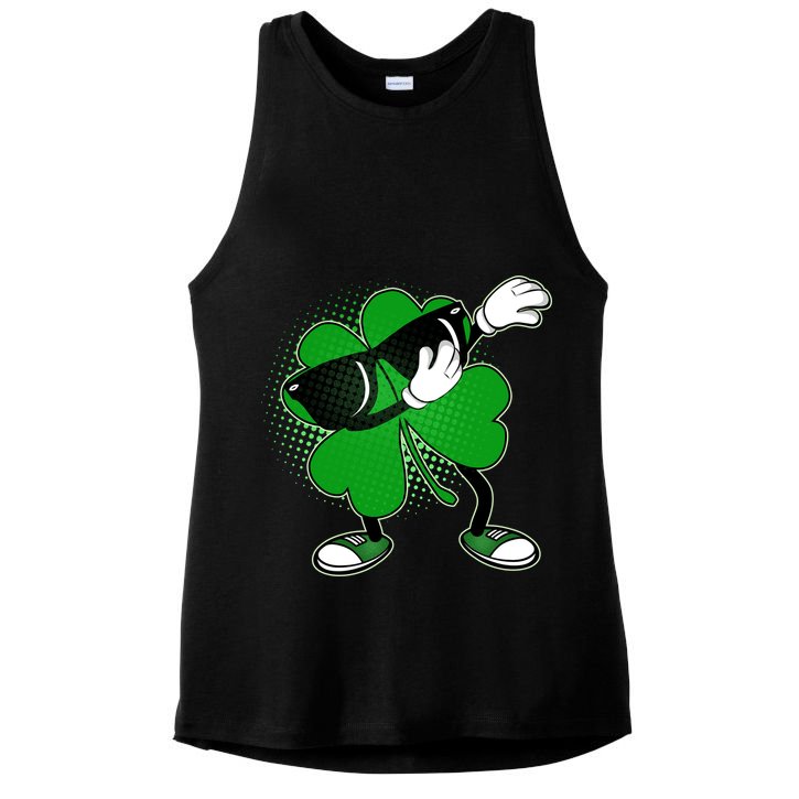 Dabbing St. Patrick's Day Shamrock Ladies PosiCharge Tri-Blend Wicking Tank