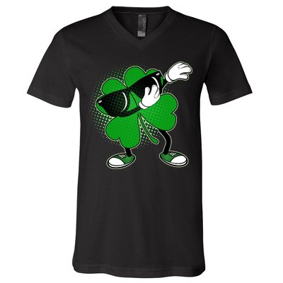 Dabbing St. Patrick's Day Shamrock V-Neck T-Shirt