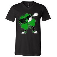 Dabbing St. Patrick's Day Shamrock V-Neck T-Shirt