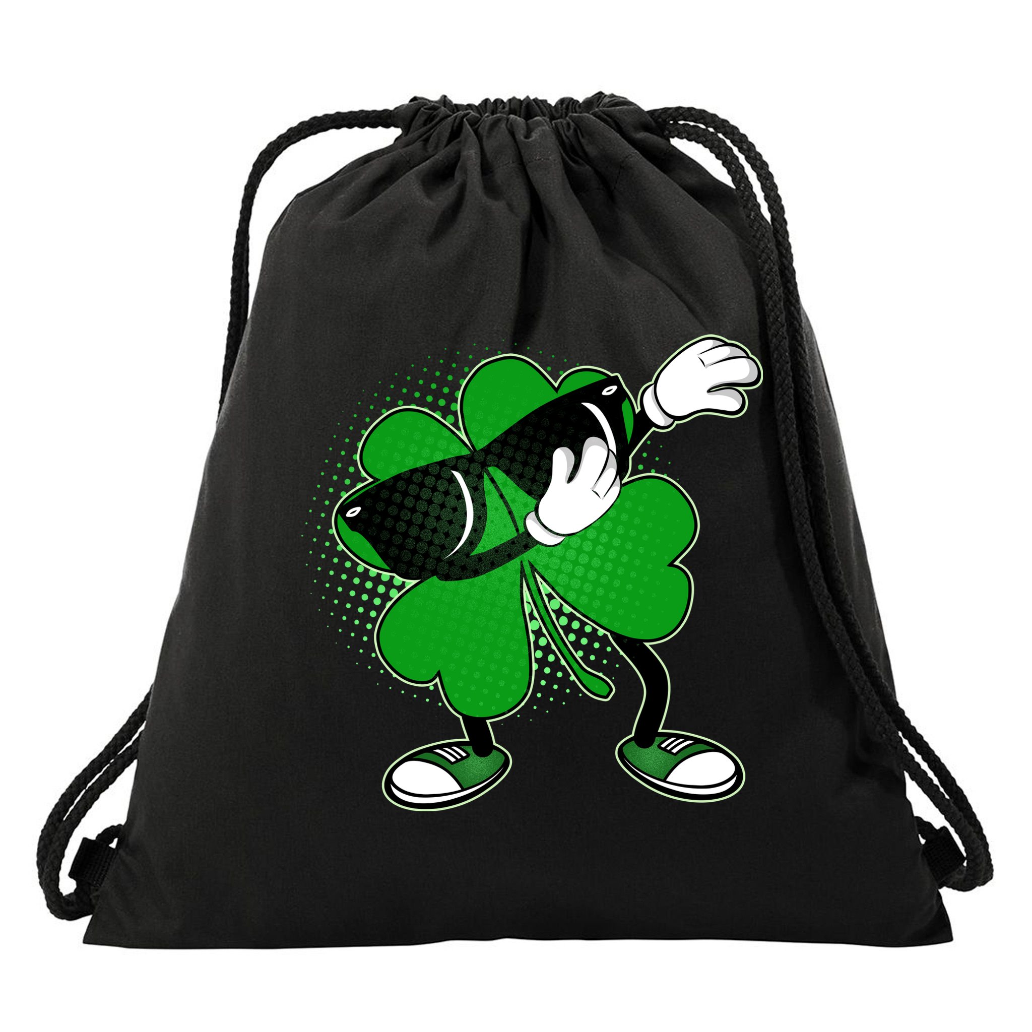 Dabbing St. Patrick's Day Shamrock Drawstring Bag