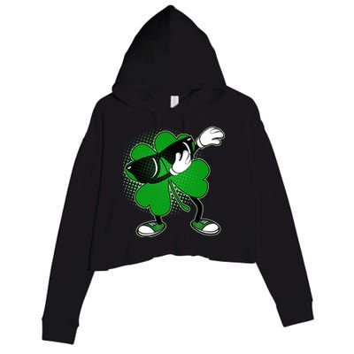 Dabbing St. Patrick's Day Shamrock Crop Fleece Hoodie