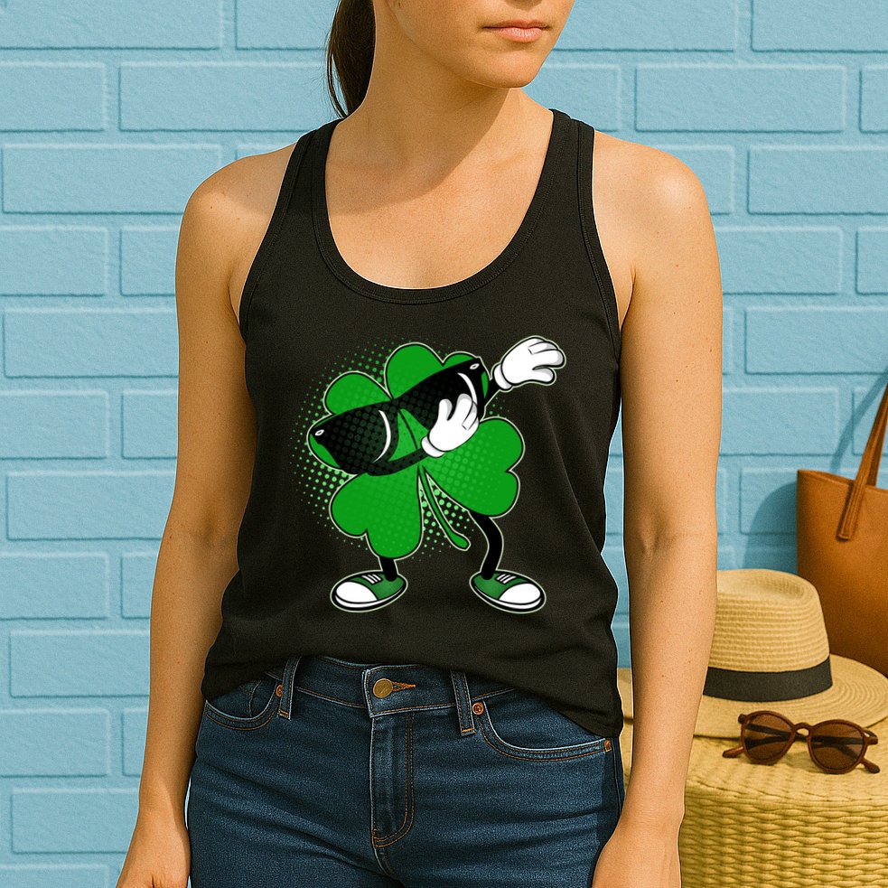 Dabbing St. Patrick's Day Shamrock Womens Tank Top