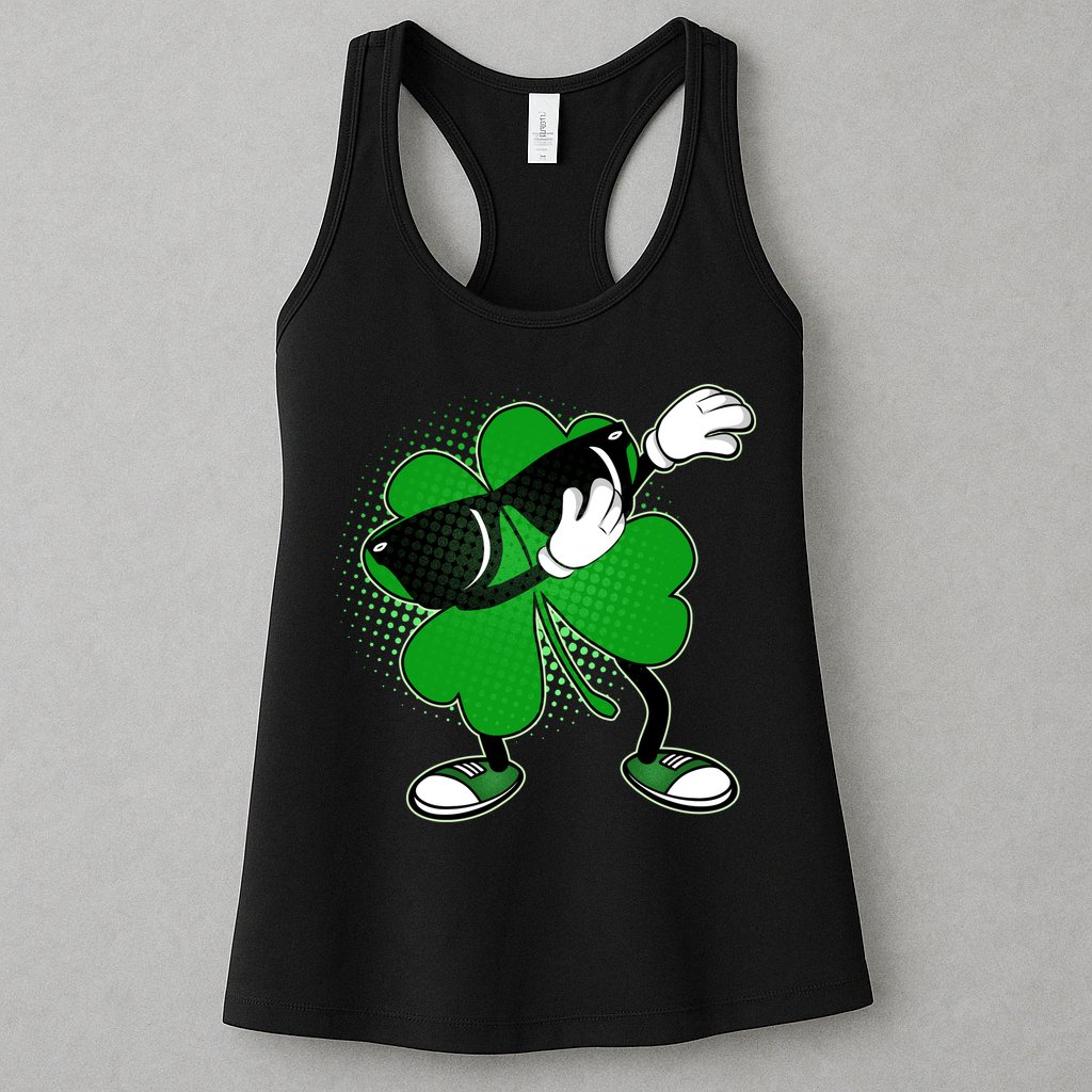 Dabbing St. Patrick's Day Shamrock Womens Tank Top