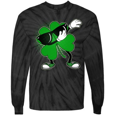 Dabbing St. Patrick's Day Shamrock Tie-Dye Long Sleeve Shirt