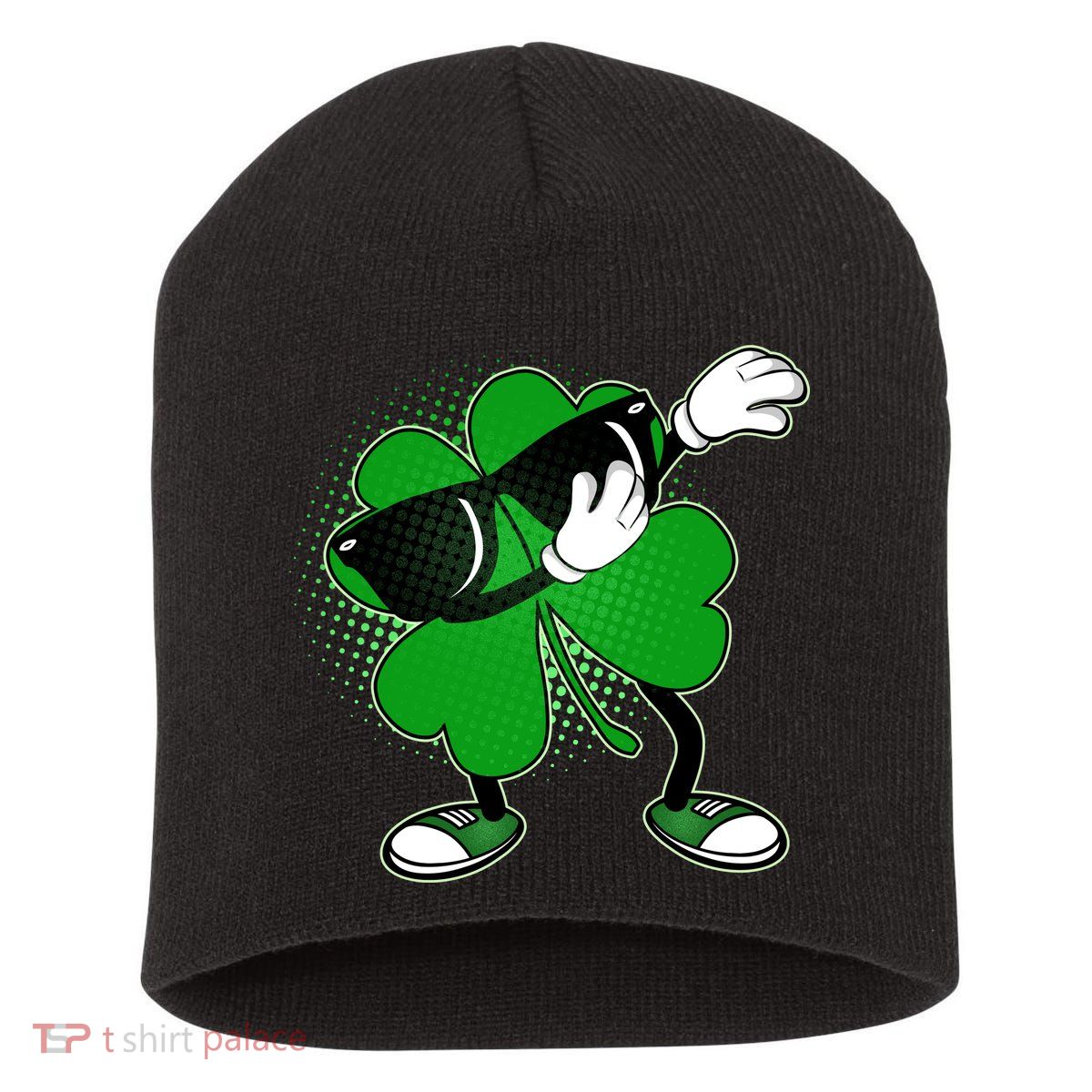 Dabbing St. Patrick's Day Shamrock Short Acrylic Beanie