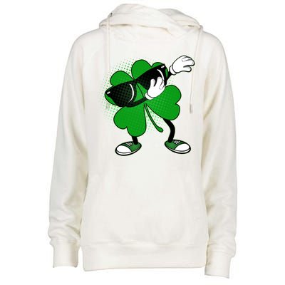 Dabbing St. Patrick's Day Shamrock Womens Funnel Neck Pullover Hood