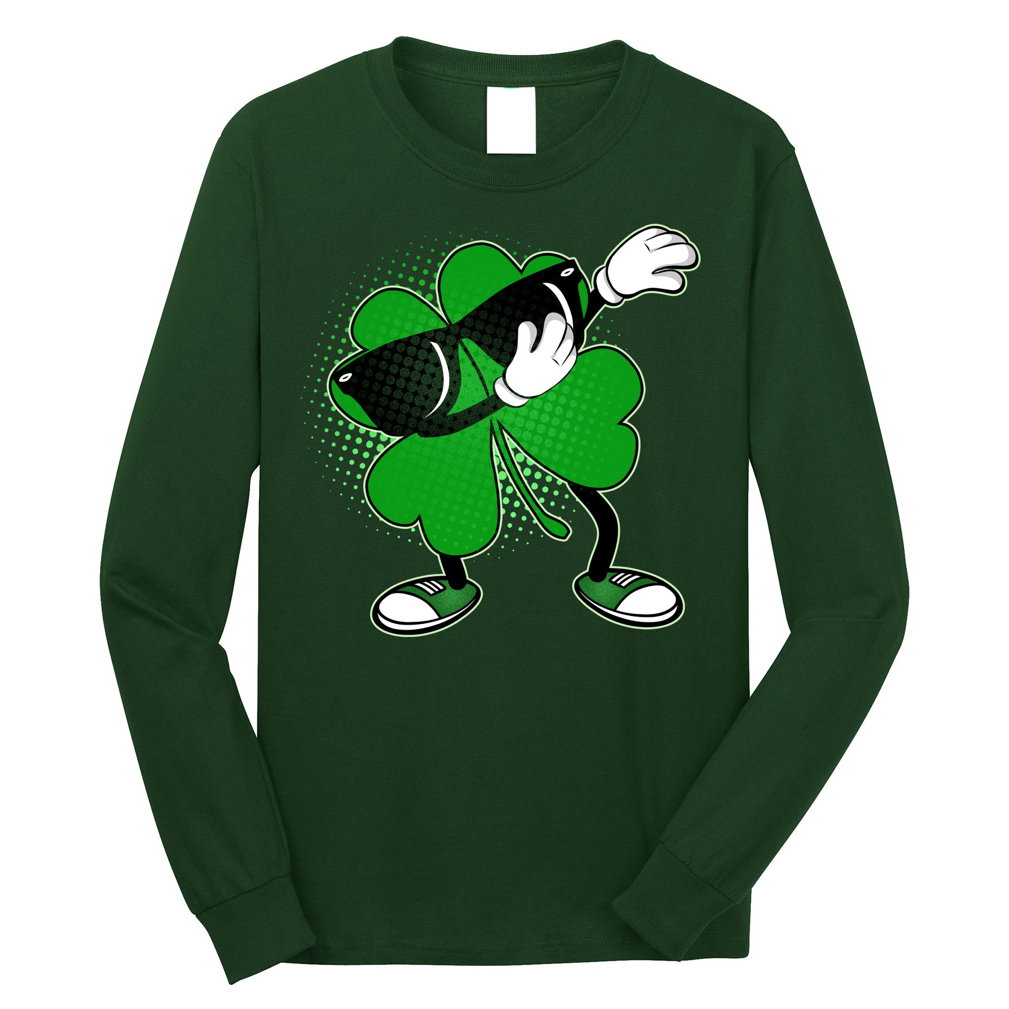 Dabbing St. Patrick's Day Shamrock Long Sleeve Shirt