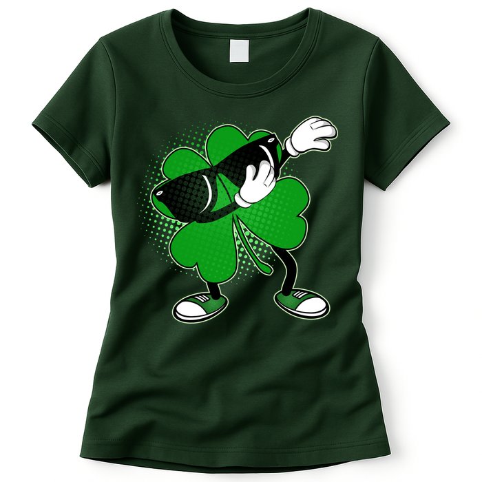 Dabbing St. Patrick's Day Shamrock Womens T-Shirt
